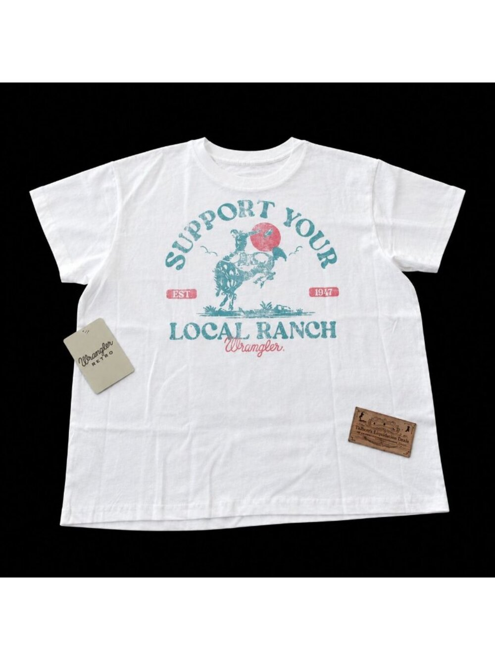 Wrangler Women's LG Short Sleeve Local Ranch Graphic T-Shirt Bright White 112372